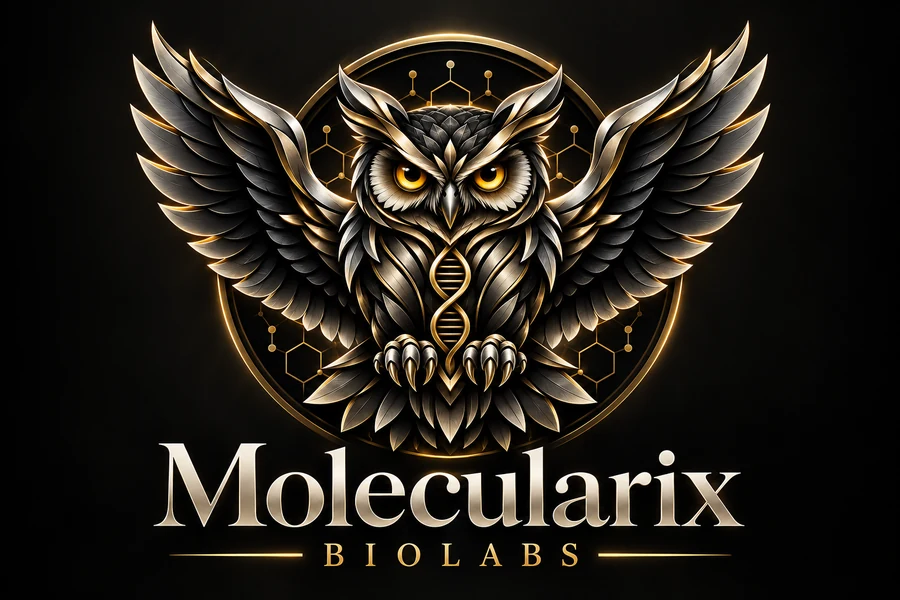 Molecularix Biolabs — owl and DNA emblem